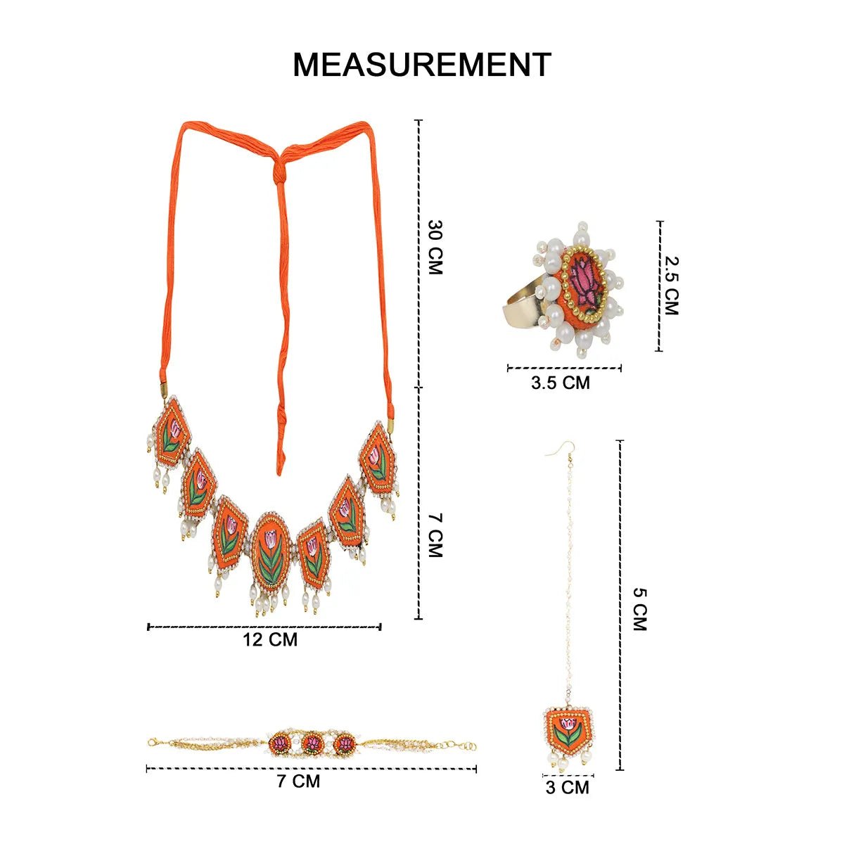 Ochre Classic Multi Color Hand Painted Bridal Jewelry (Shaadi Set) - 016 - KHOJ.CITY