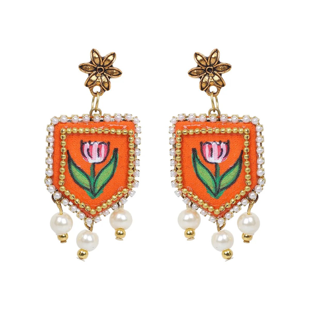 Ochre Classic Orange Handmade (Earrings) HP - ER - KHOJ.CITY