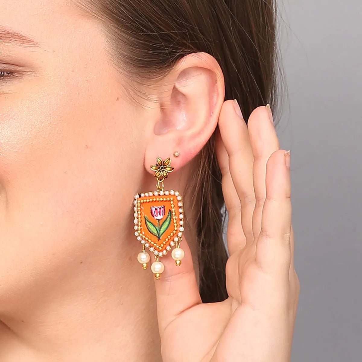 Ochre Classic Orange Handmade (Earrings) HP - ER - KHOJ.CITY