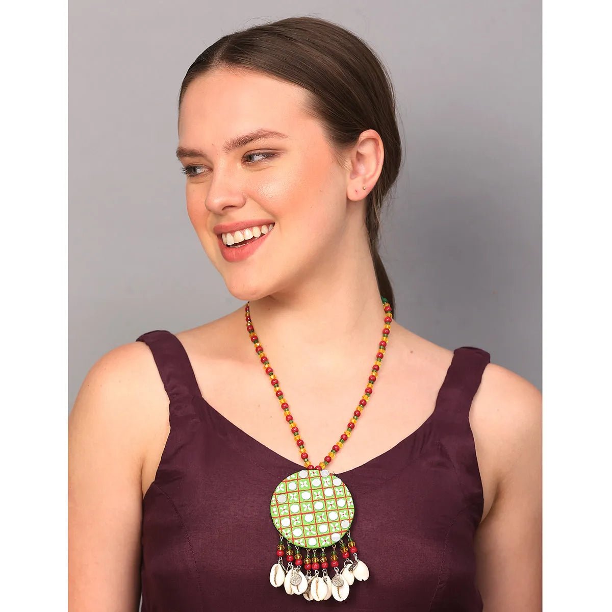 Olive Classic Multi Color Hand Painted (Necklace) HP - NP - 124 - KHOJ.CITY