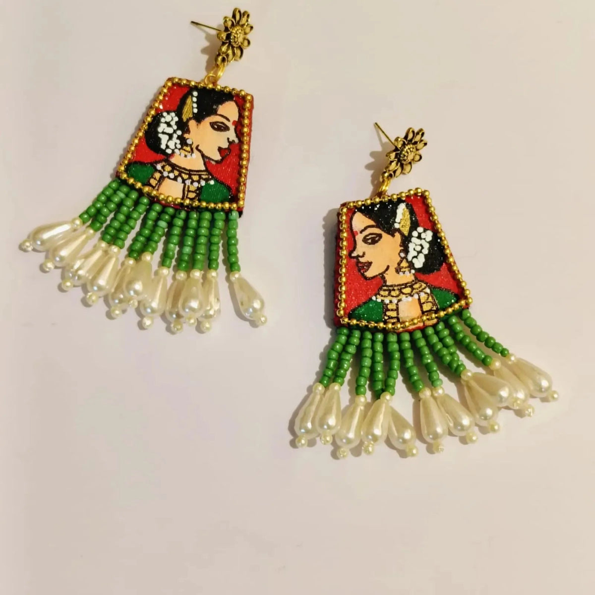 Padmini Traditional Red Hand Painted Drop (Earrings) HP - ER - KHOJ.CITY