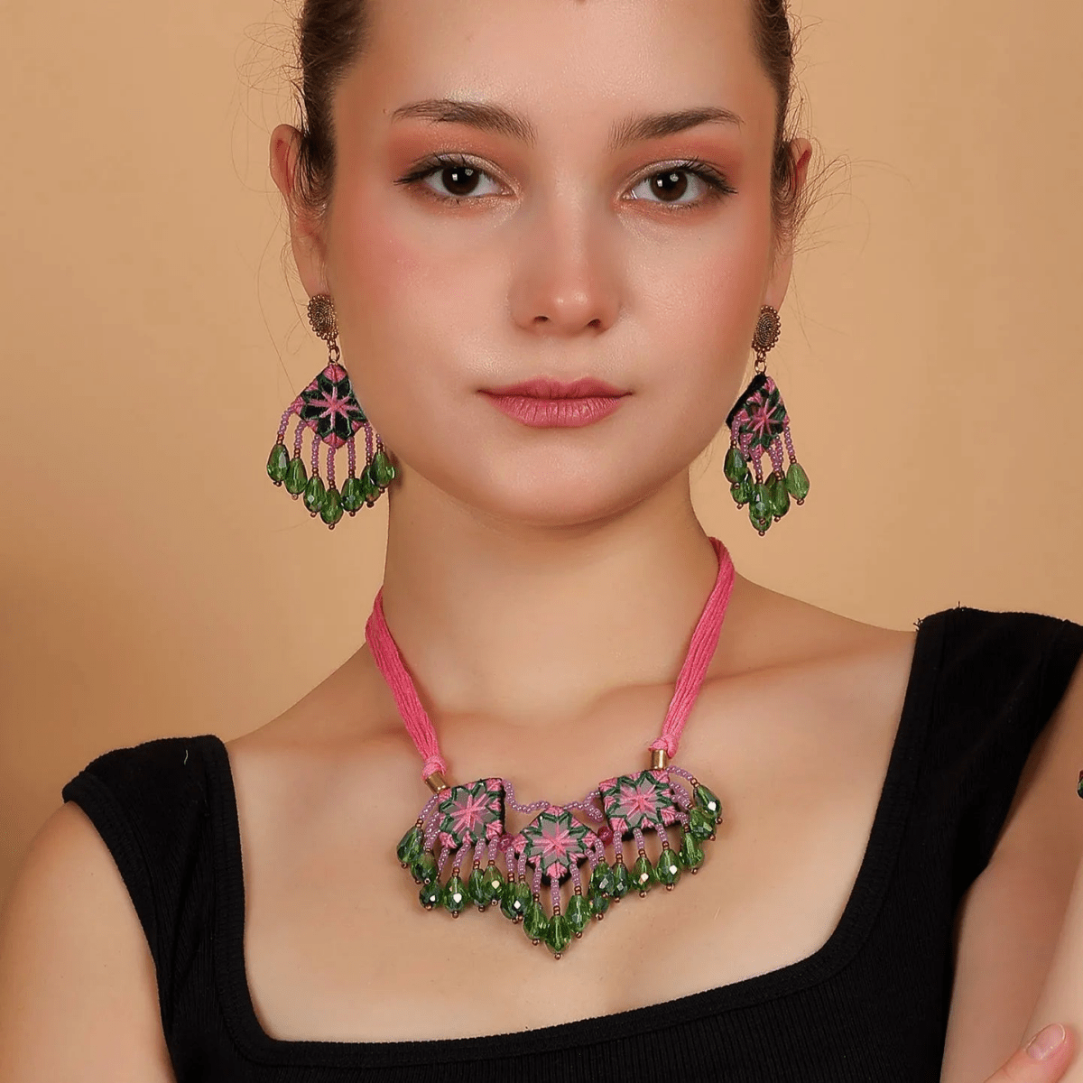 Patalah Mirror Classic Multi Color Handmade Jewelry (Choker Set) - 023 - KHOJ.CITY