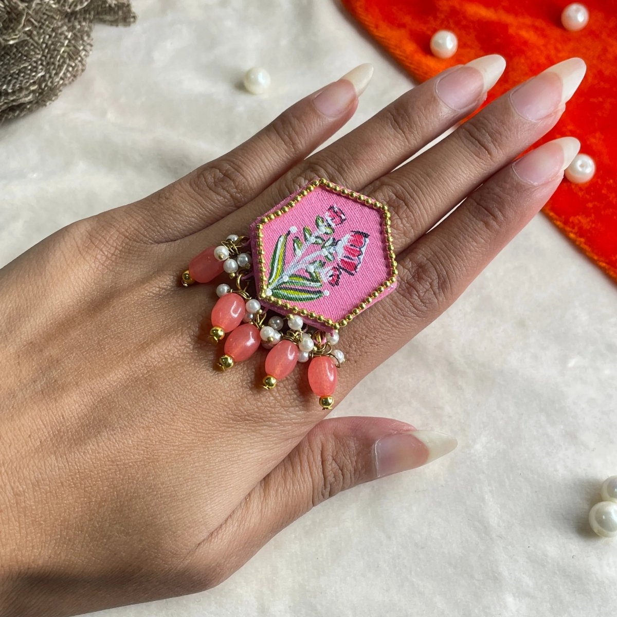 Peachy Classic Multi Color Hand Painted (Ring) HP - RG - 012 - KHOJ.CITY