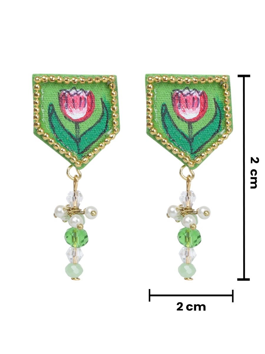 Penta Mini Classic Green Handmade Stud (Earrings) HP - ER - KHOJ.CITY