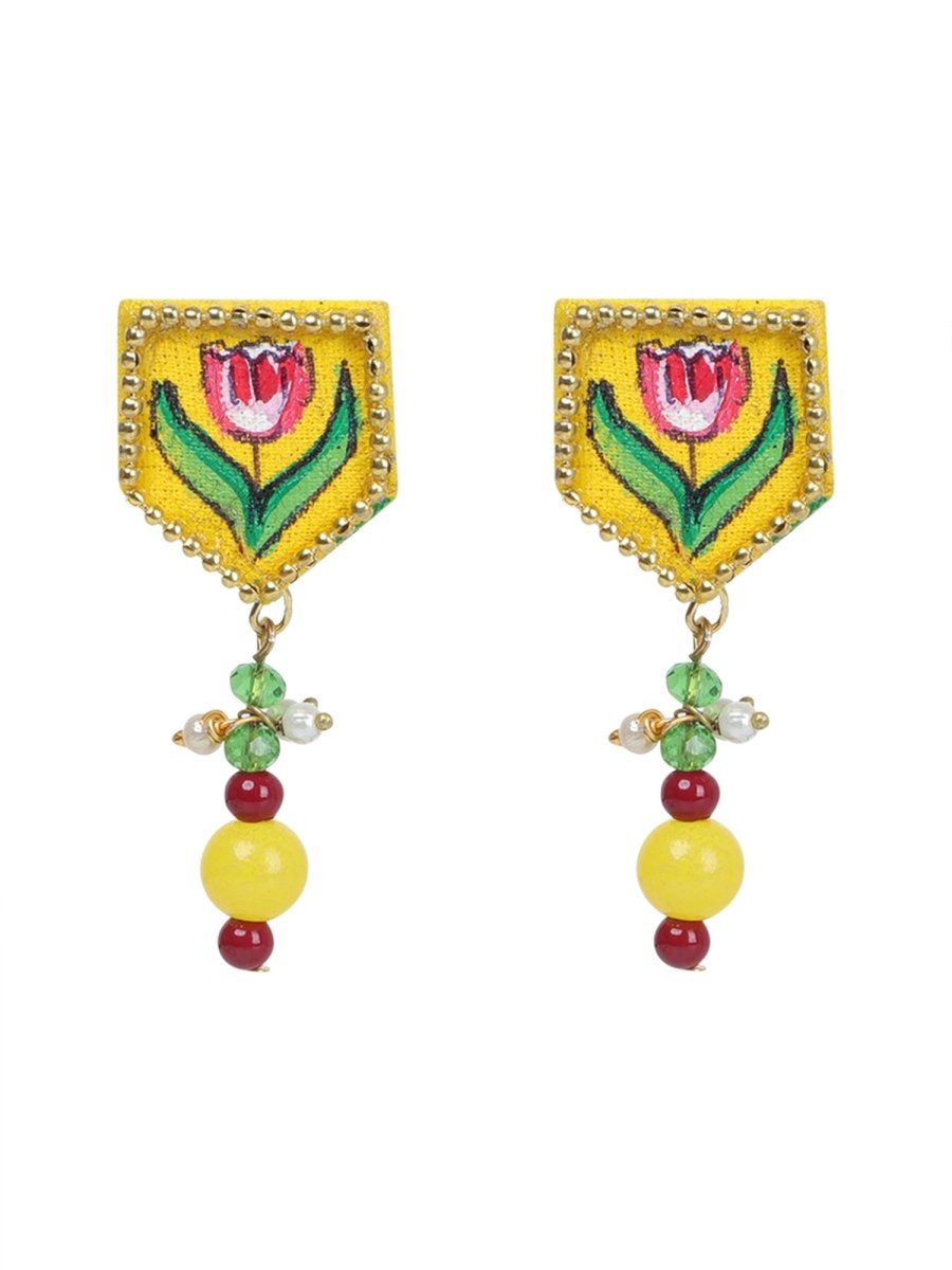 Penta Mini Classic Haldi Yellow Hand Painted Stud (Earrings) HP - ER - 119 - KHOJ.CITY
