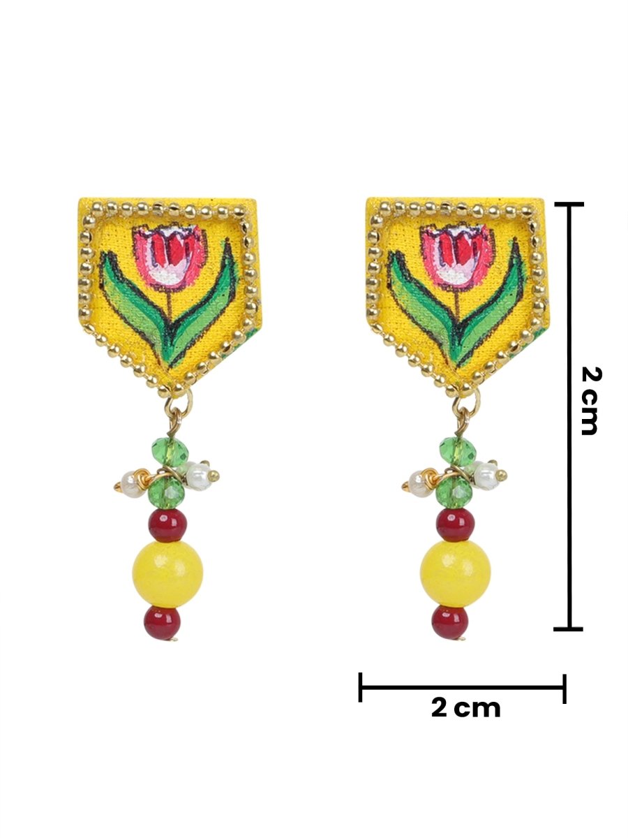 Penta Mini Classic Haldi Yellow Hand Painted Stud (Earrings) HP - ER - 119 - KHOJ.CITY