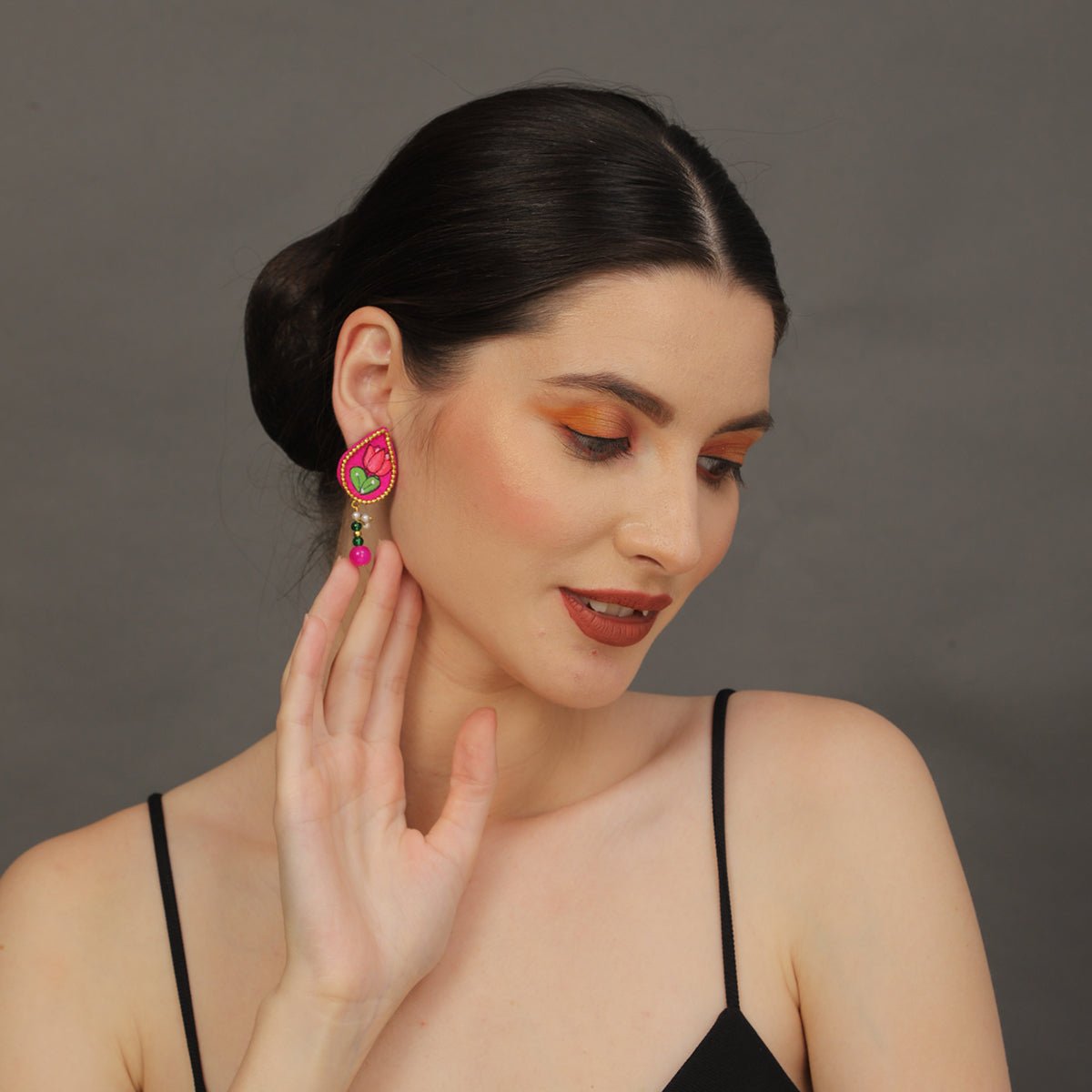 Petal Mini Classic Dark Pink Handmade Stud (Earrings) HP - ER - KHOJ.CITY