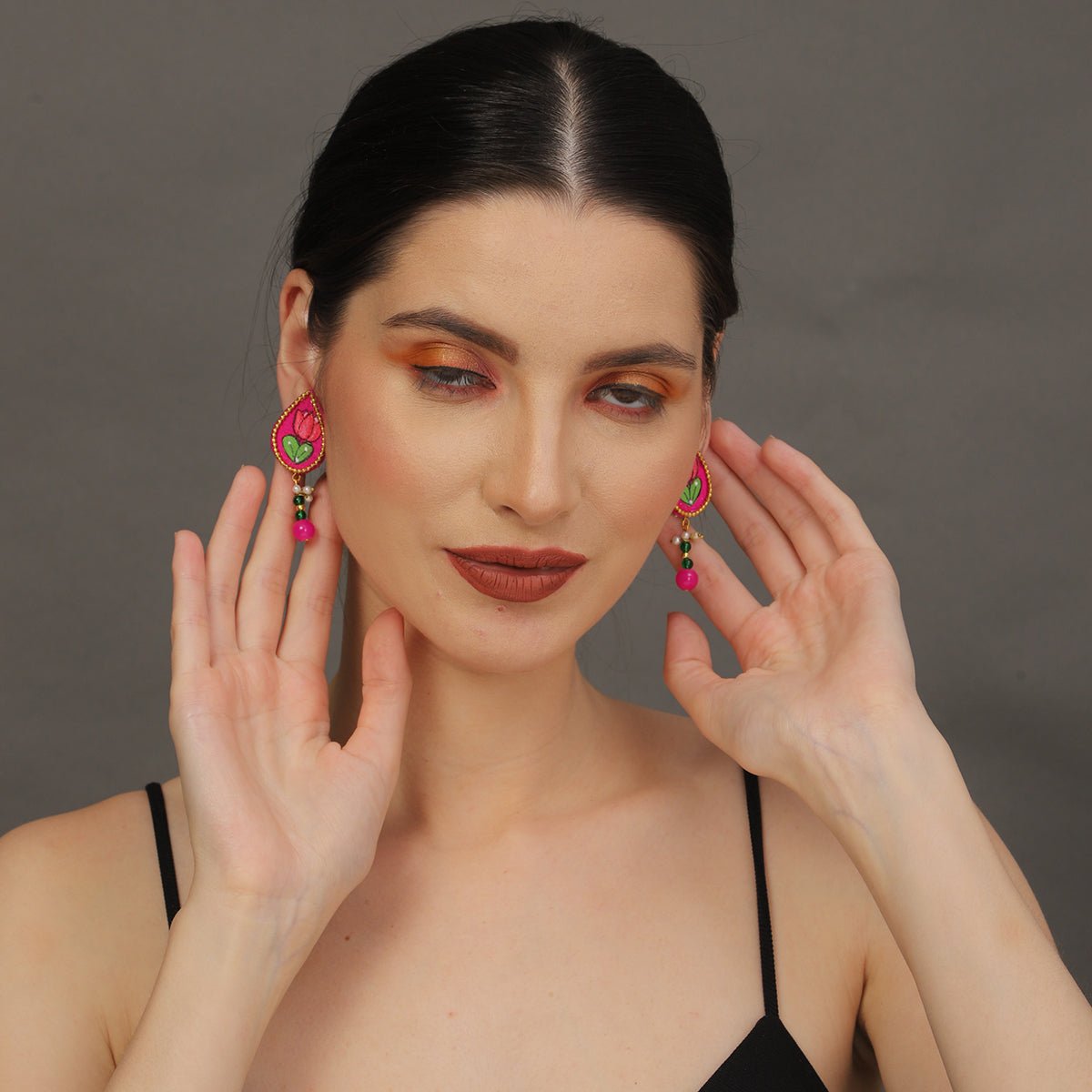 Petal Mini Classic Dark Pink Handmade Stud (Earrings) HP - ER - KHOJ.CITY