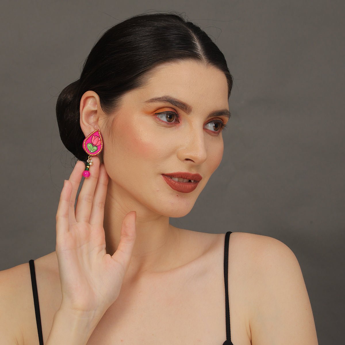 Petal Mini Classic Dark Pink Handmade Stud (Earrings) HP - ER - KHOJ.CITY