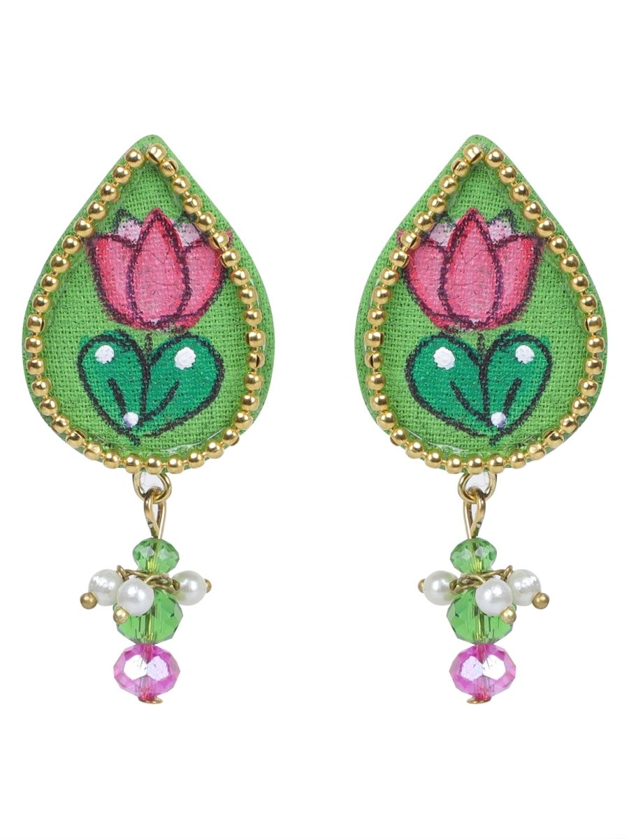 Petal Mini Classic Green Handmade Stud (Earrings) HP - ER - KHOJ.CITY