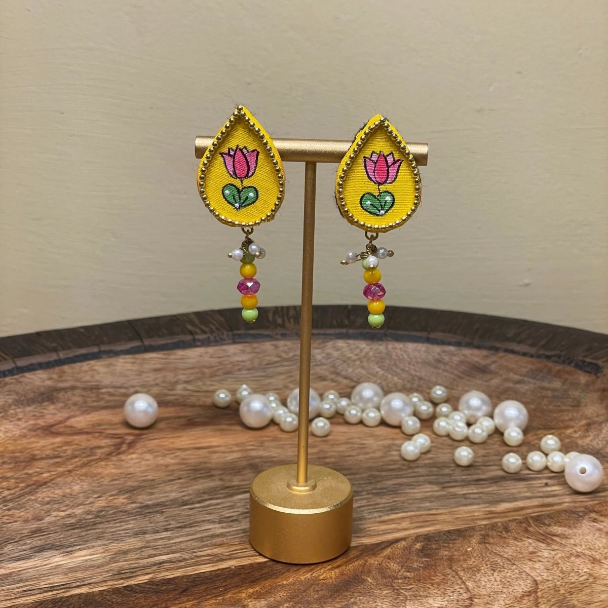 Petal Mini Classic Haldi Yellow Handmade Stud (Earrings) HP - ER - KHOJ.CITY