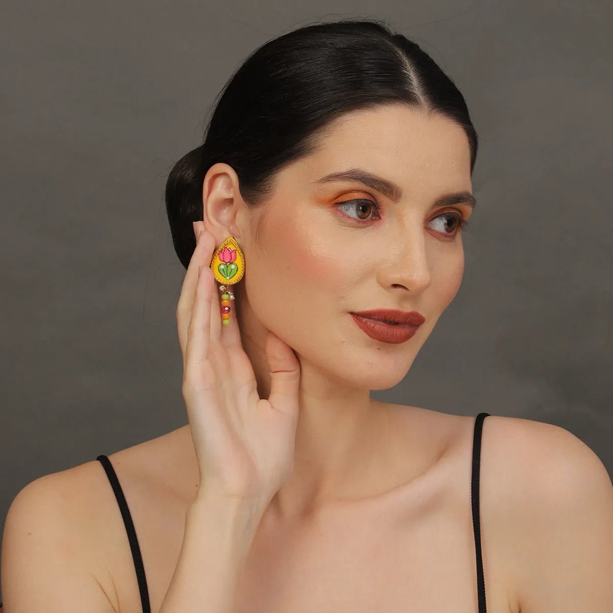 Petal Mini Classic Haldi Yellow Handmade Stud (Earrings) HP - ER - KHOJ.CITY