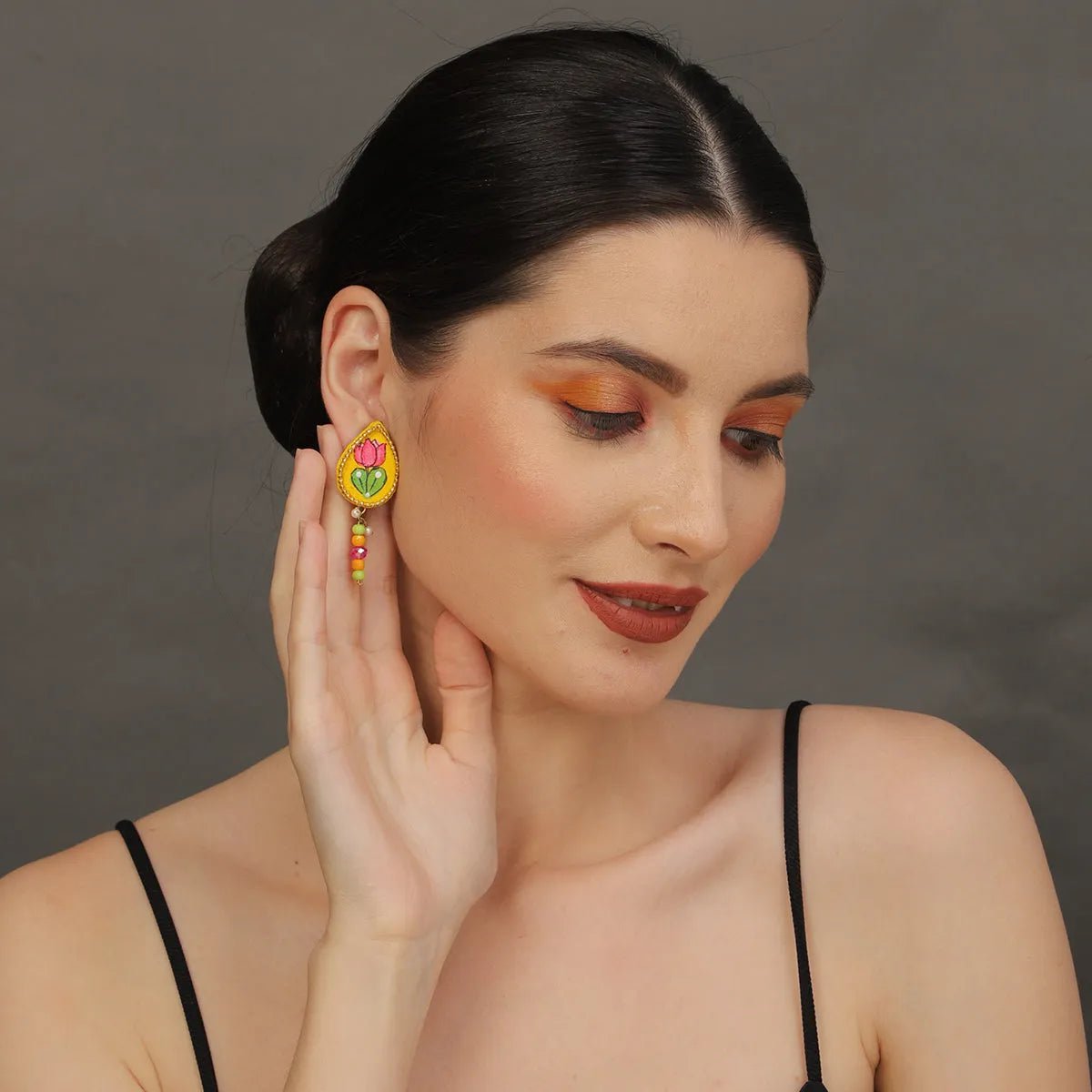 Petal Mini Classic Haldi Yellow Handmade Stud (Earrings) HP - ER - KHOJ.CITY