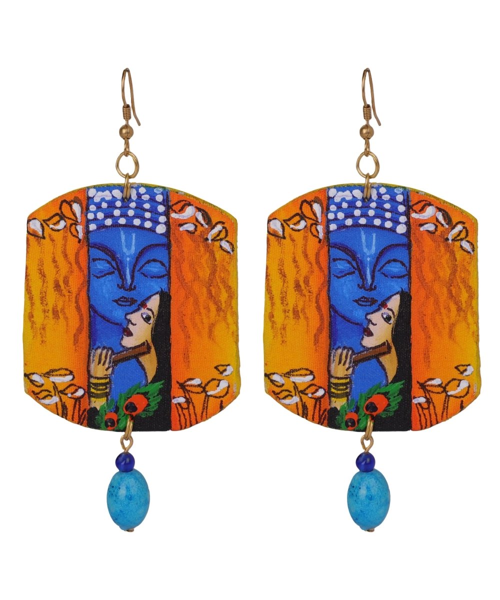 Prem Brij Ke Kanha Traditional Multi Color Hand Painted Drop (Earrings) HP - ER - 030 - KHOJ.CITY