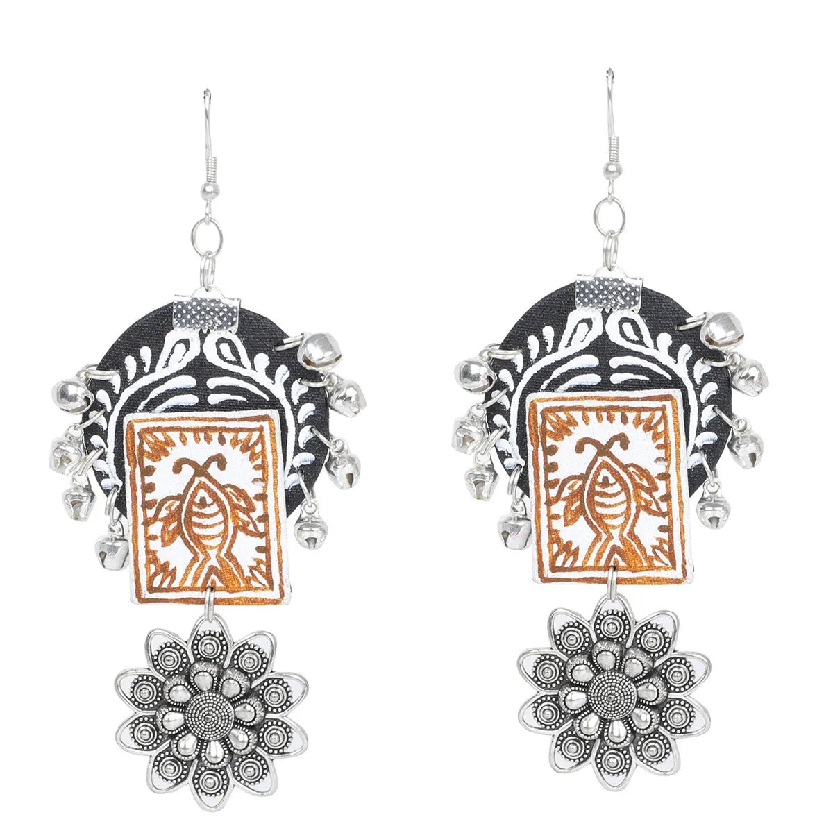 Pure Meen Traditional Multi Color Hand Painted Drop (Earrings) HP - ER - 152 - KHOJ.CITY