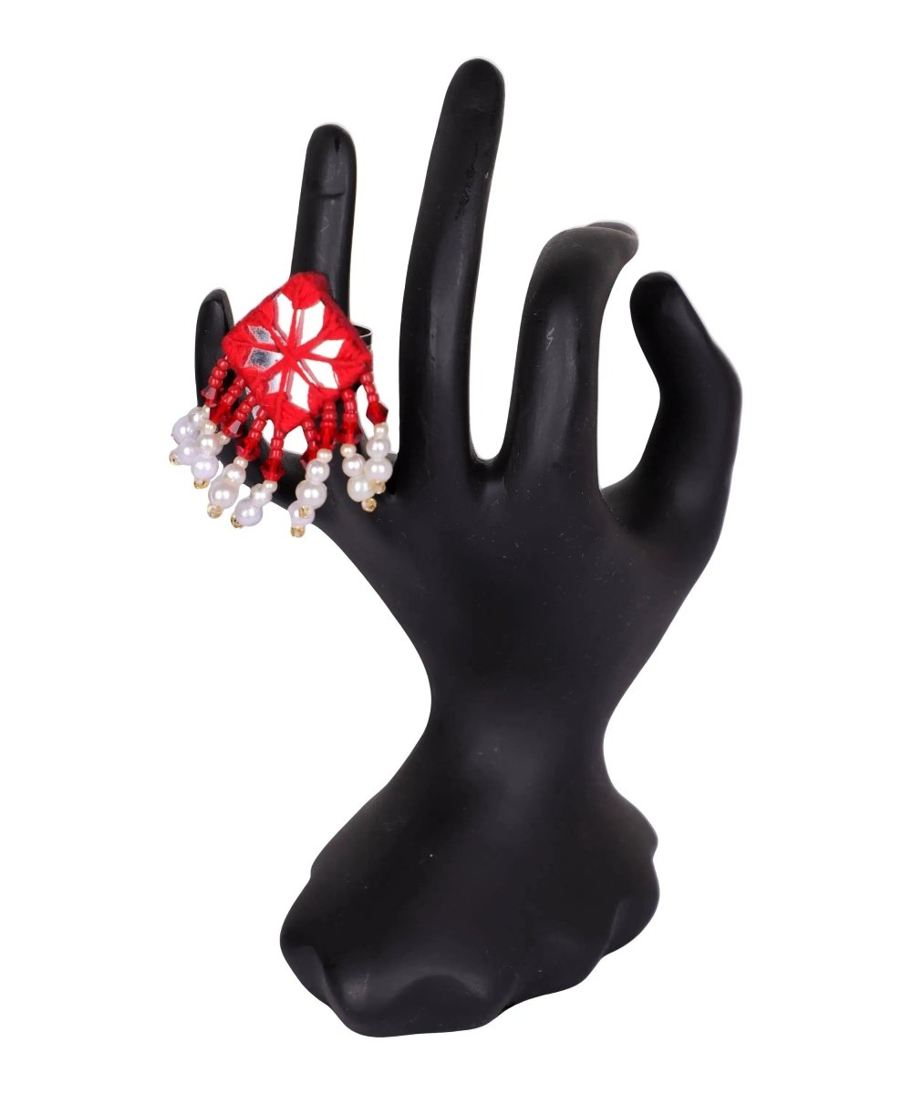 Raani Mirror Traditional Multi Color Handmade (Ring) HM - RG - 010 - KHOJ.CITY