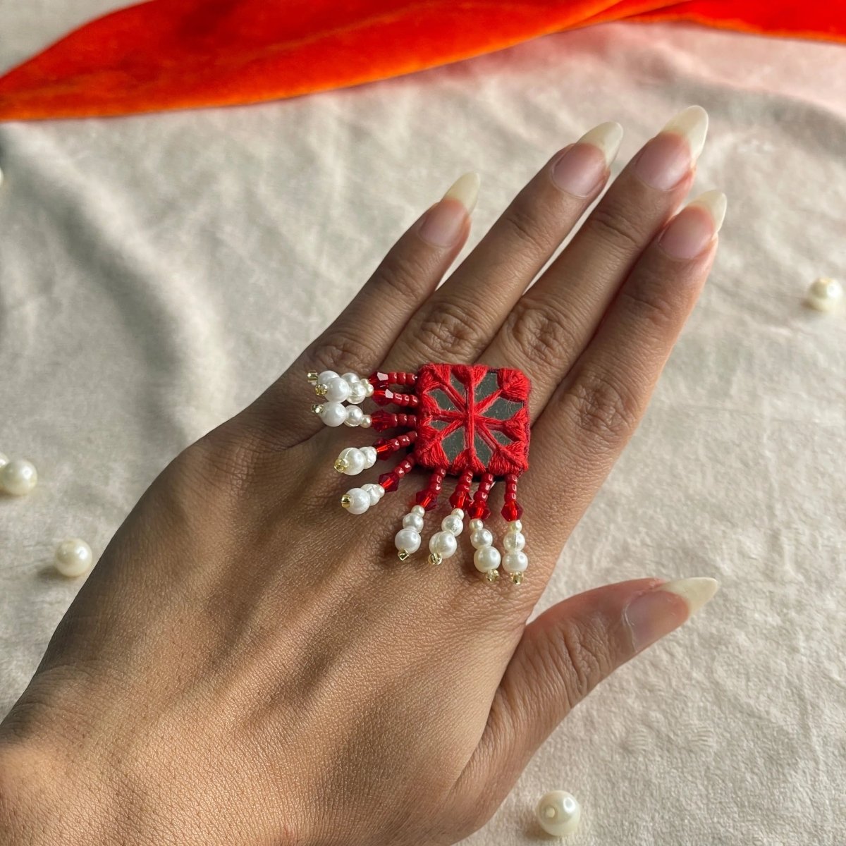 Raani Mirror Traditional Multi Color Handmade (Ring) HM - RG - 010 - KHOJ.CITY