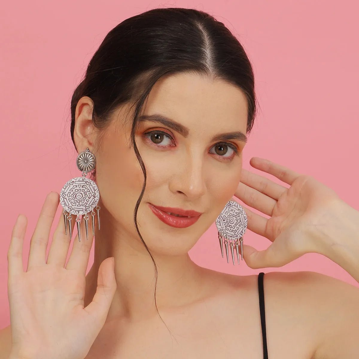 Raas Modern Multi Color Hand Painted Drop (Earrings) HP - ER - 165 - KHOJ.CITY