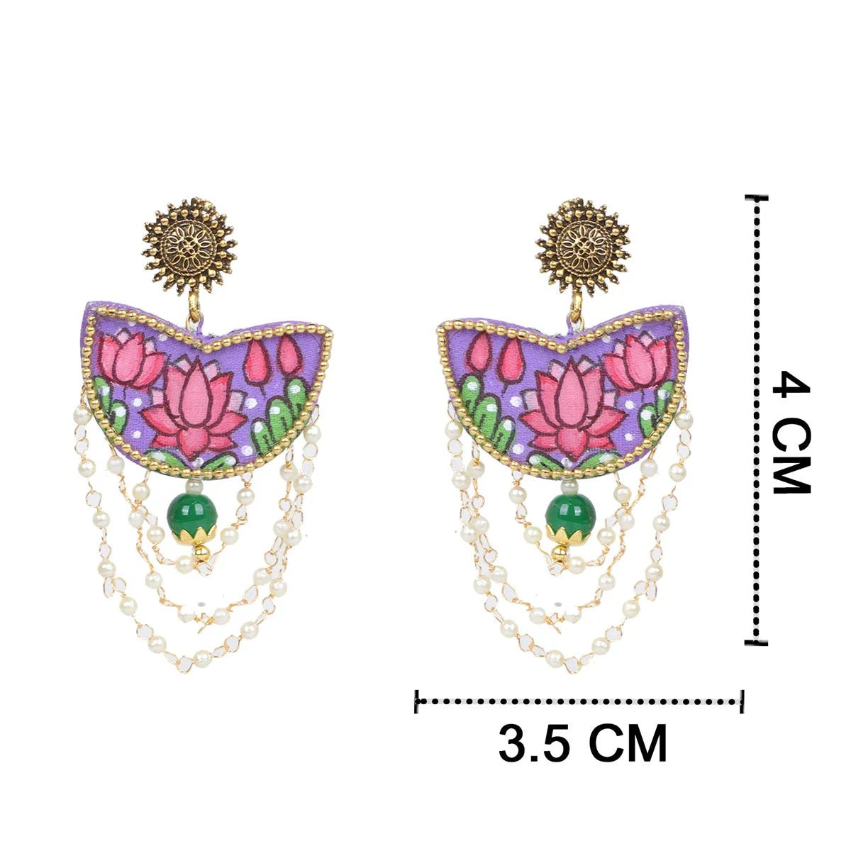 Raeni Traditional Multi Color Hand Painted Drop (Earrings) HP - ER - 210 - KHOJ.CITY
