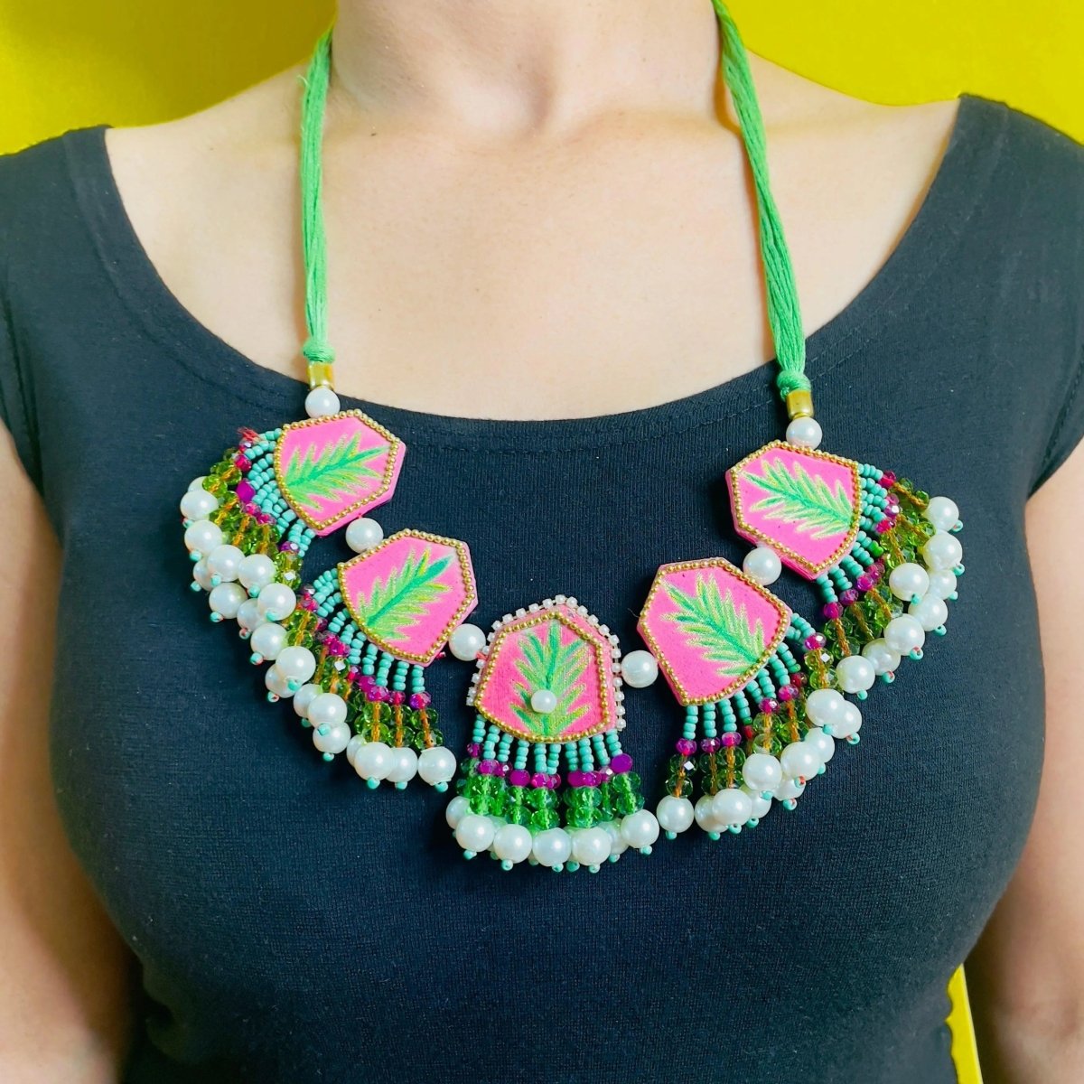 Reni Classic Pink Handmade & Hand Painted (Choker set) - 024 - KHOJ.CITY