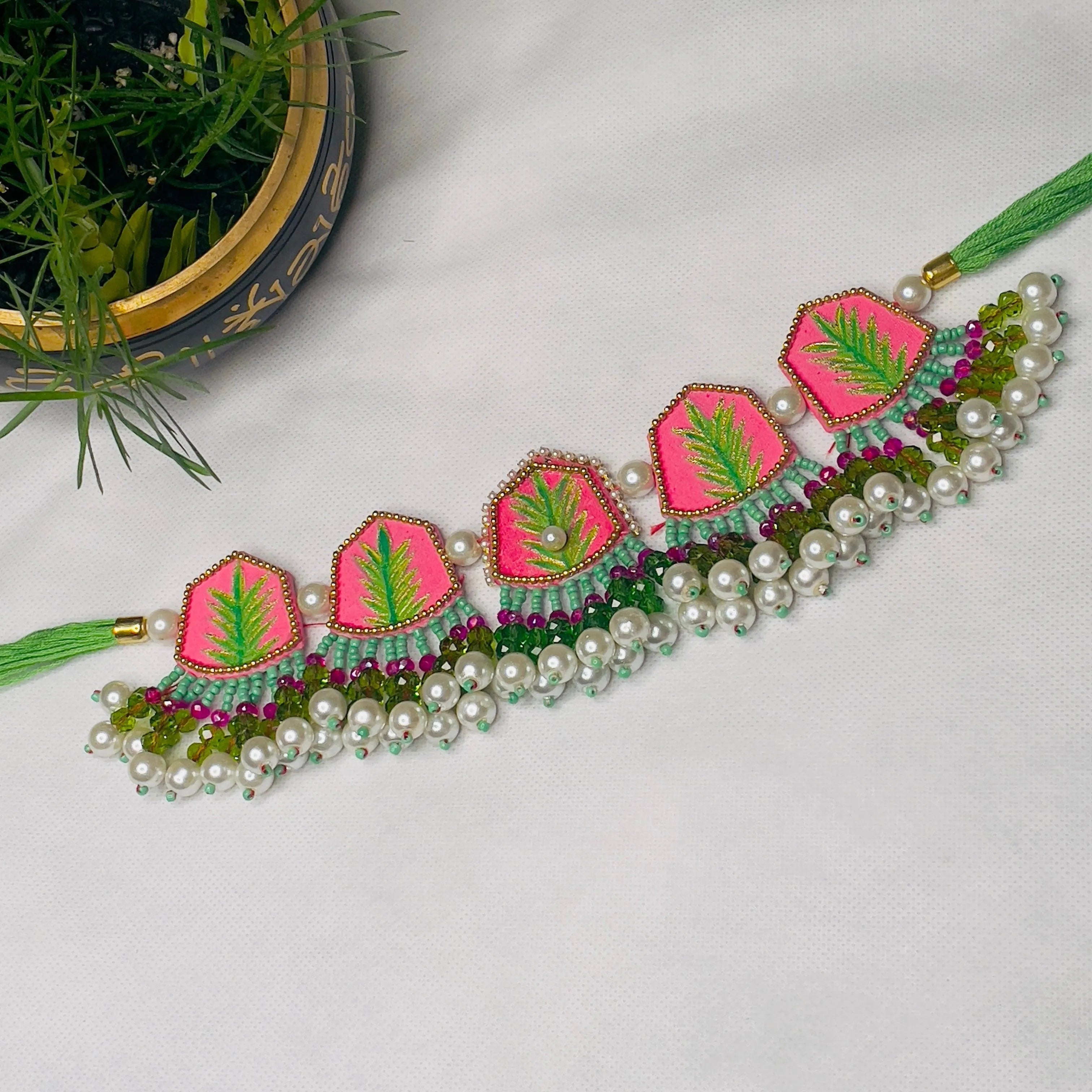 Reni Classic Pink Hand Painted (Choker) HP-NP-087 - KHOJ.CITY