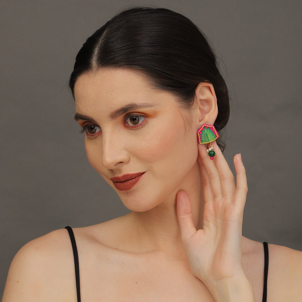 Reni Mini Classic Dark Pink Handmade Stud (Earrings) HP - ER - KHOJ.CITY