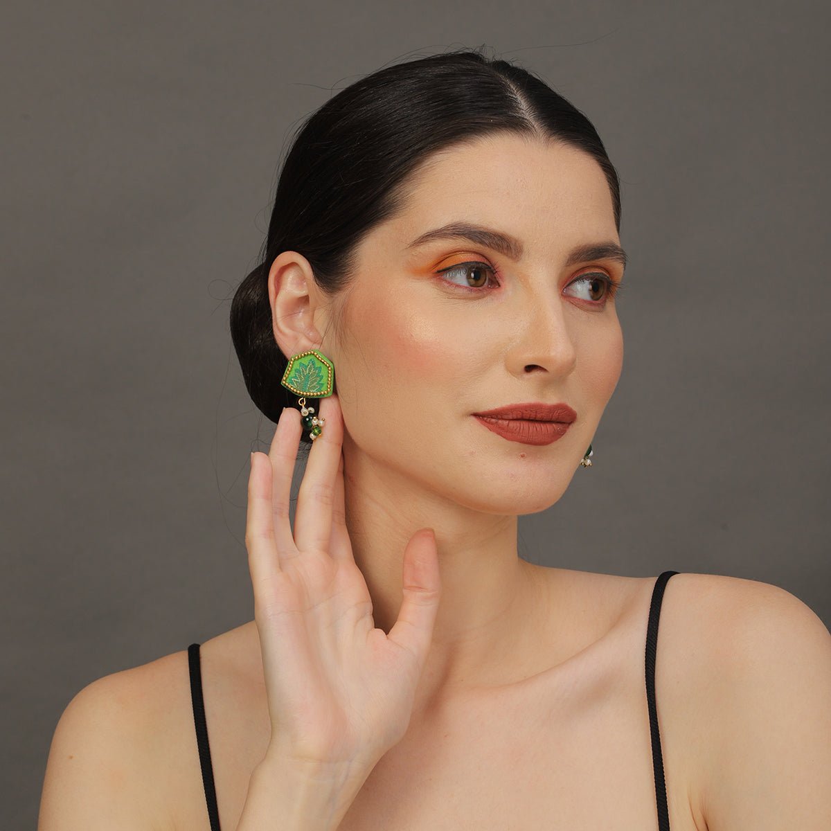 Reni Mini Classic Green Handmade Stud (Earrings) HP - ER - KHOJ.CITY