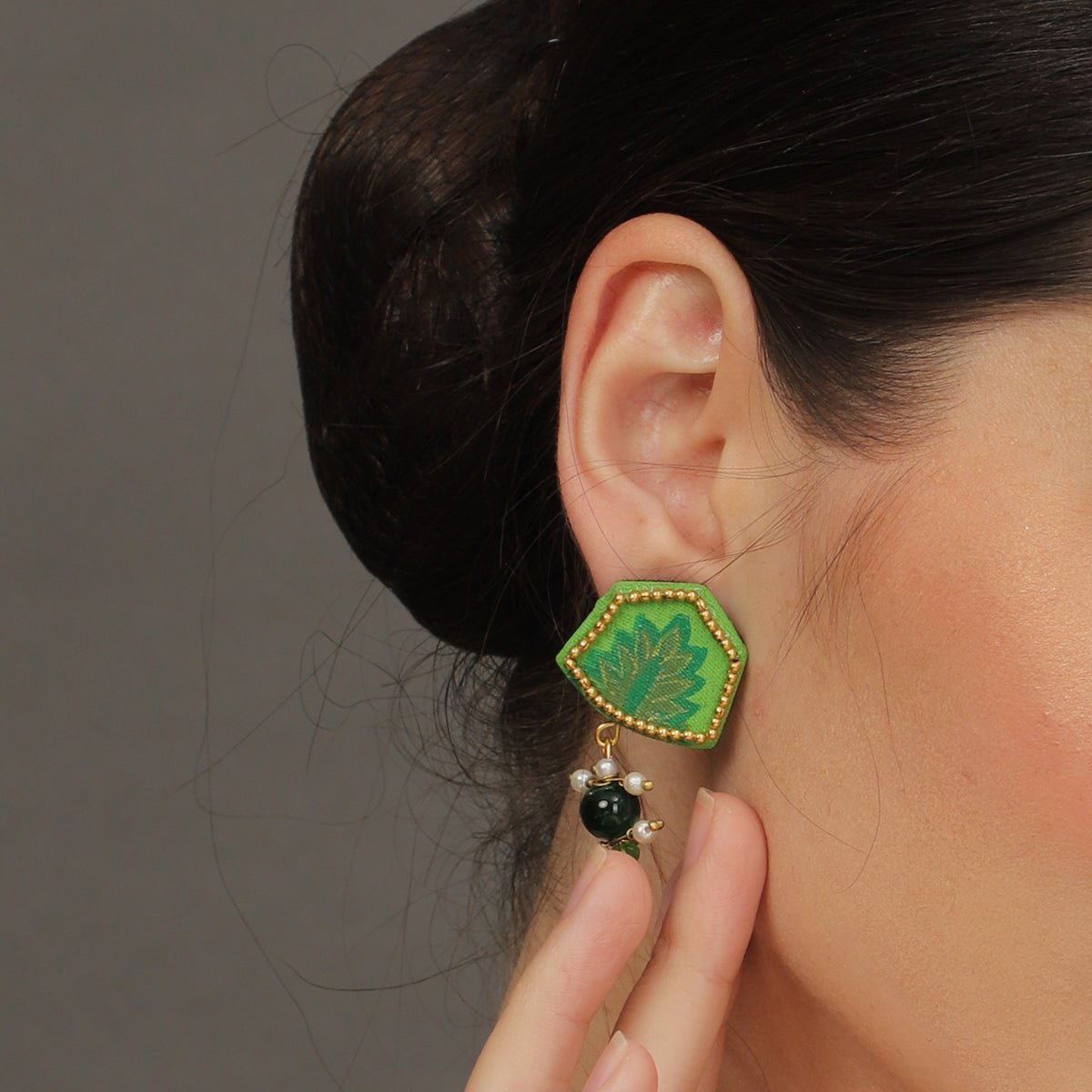 Reni Mini Classic Green Handmade Stud (Earrings) HP - ER - KHOJ.CITY