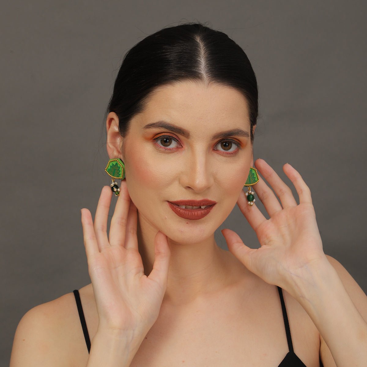 Reni Mini Classic Green Handmade Stud (Earrings) HP - ER - KHOJ.CITY