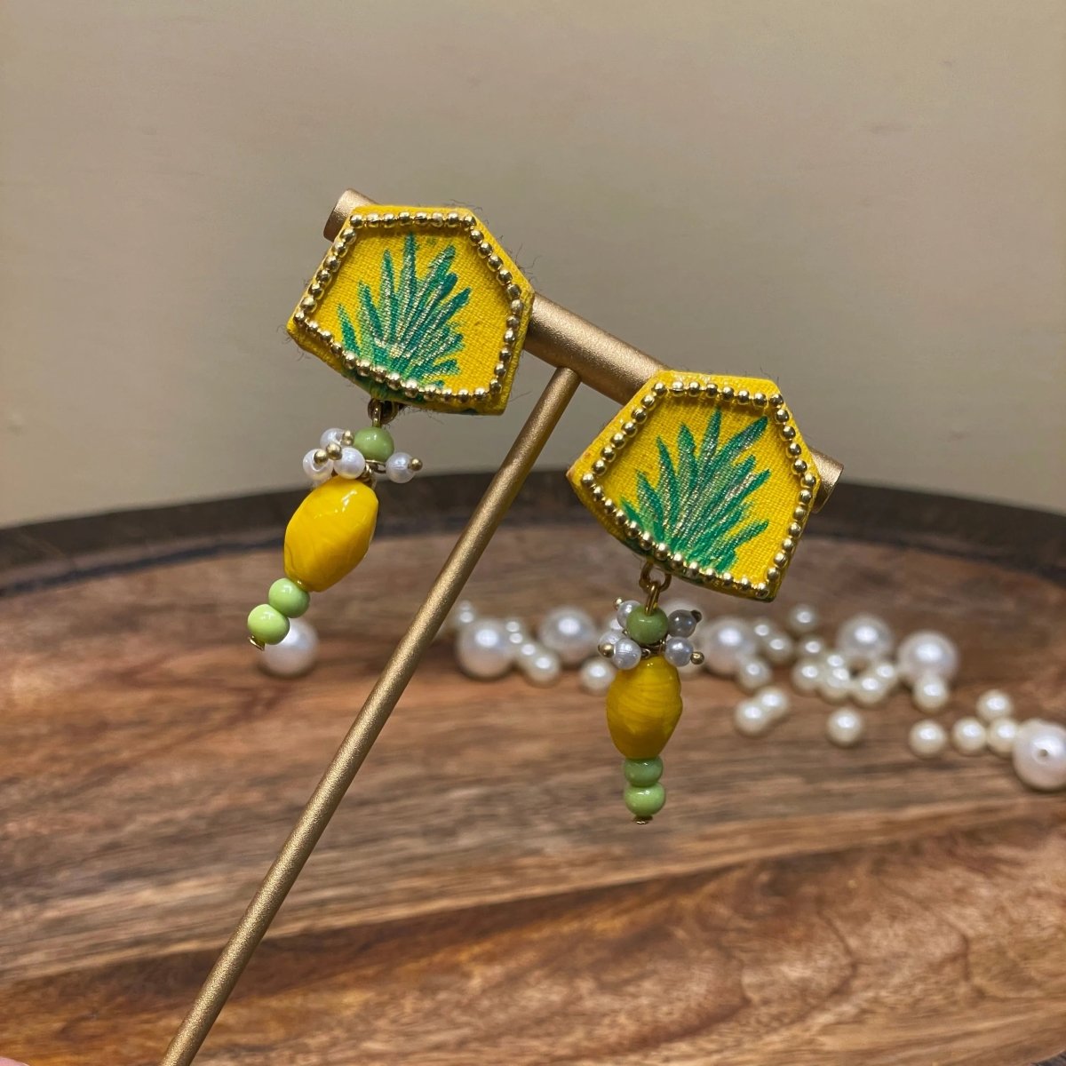 Reni Mini Classic Haldi Yellow Hand Painted Stud (Earrings) HP - ER - 118 - KHOJ.CITY