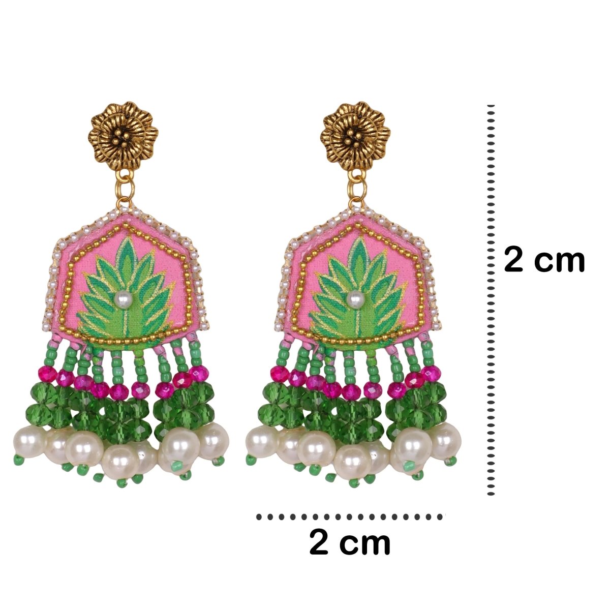 Reni Traditional Pink Hand Painted Drop (Earrings) HP - ER - 169 - KHOJ.CITY
