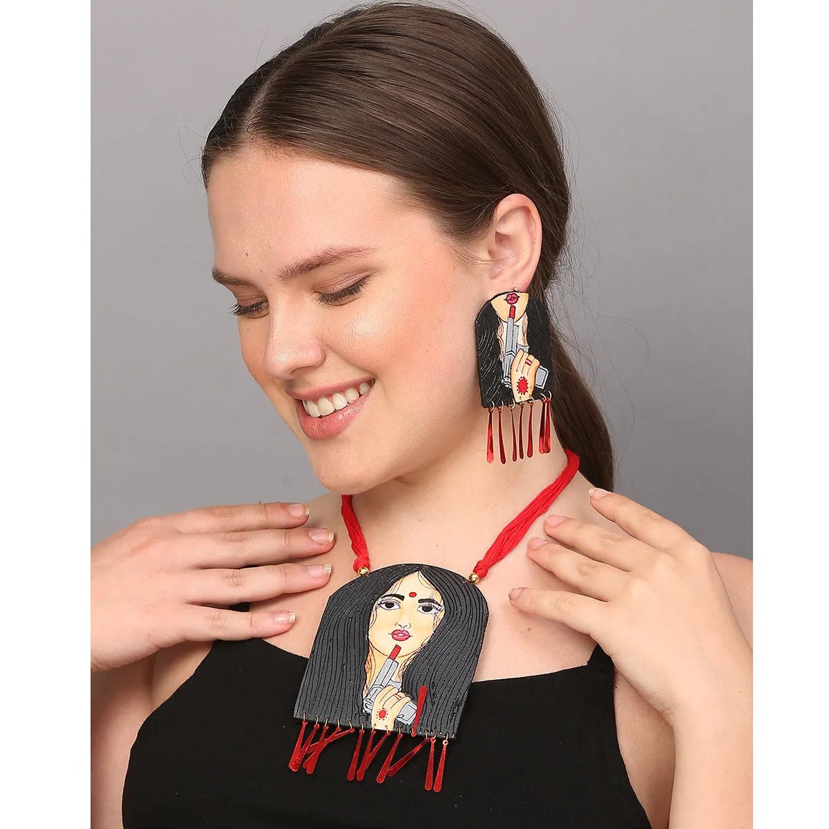 Revolver Rani Urban Naari Bohemian Multi Color Hand Painted (Necklace set) HP - NP - KHOJ.CITY