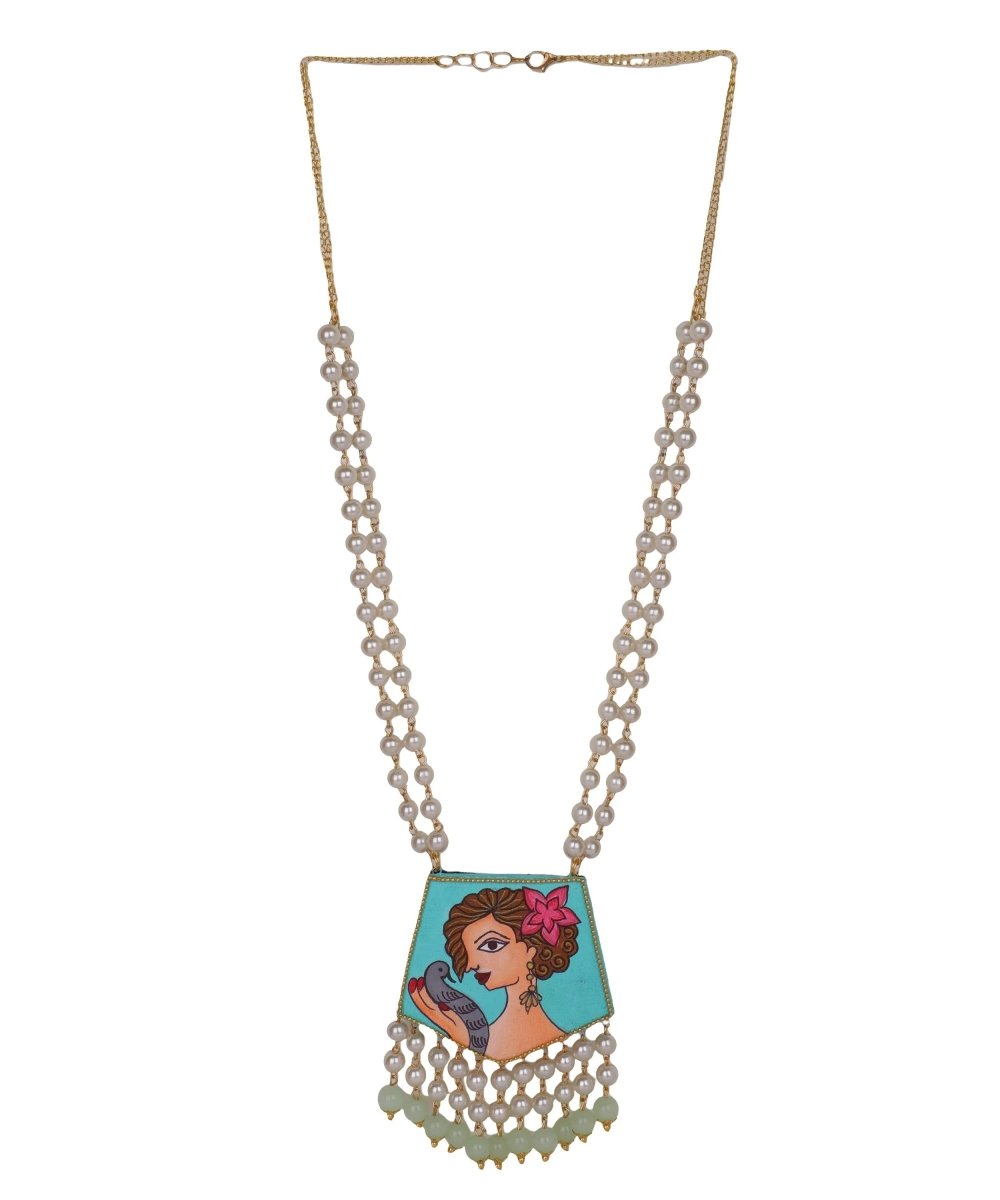 Roop Green Bohemian Hand Painted (Necklace Set) HP - NP - 131 - KHOJ.CITY
