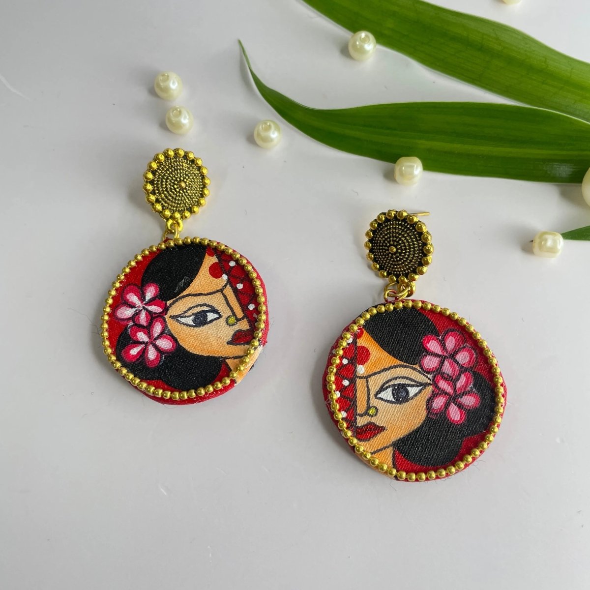 Rudrama Traditional Red Handmade Drop (Earrings) HP - ER - KHOJ.CITY