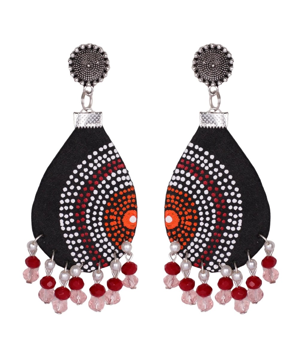 Sable Dot Traditional Multi Color Hand Painted Drop (Earrings) HP - ER - 175 - KHOJ.CITY