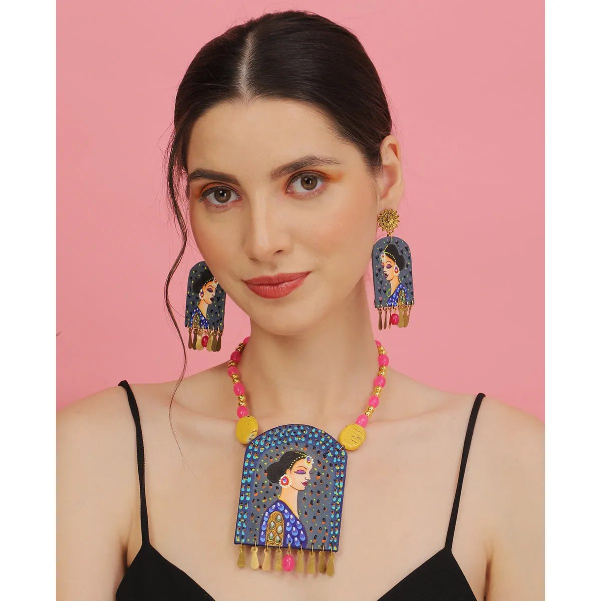 Saundarya Classic Multi Color Hand Painted (Necklace Set) HP - NP - KHOJ.CITY