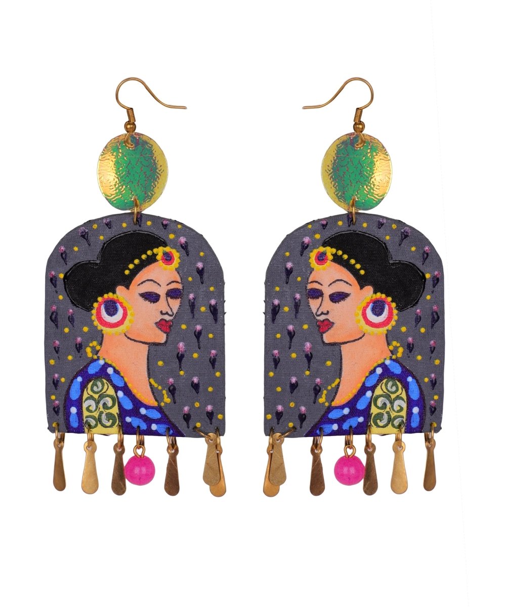 Saundarya Traditional Multi Color Hand Painted Drop (Earrings) HP - ER - 177 - KHOJ.CITY
