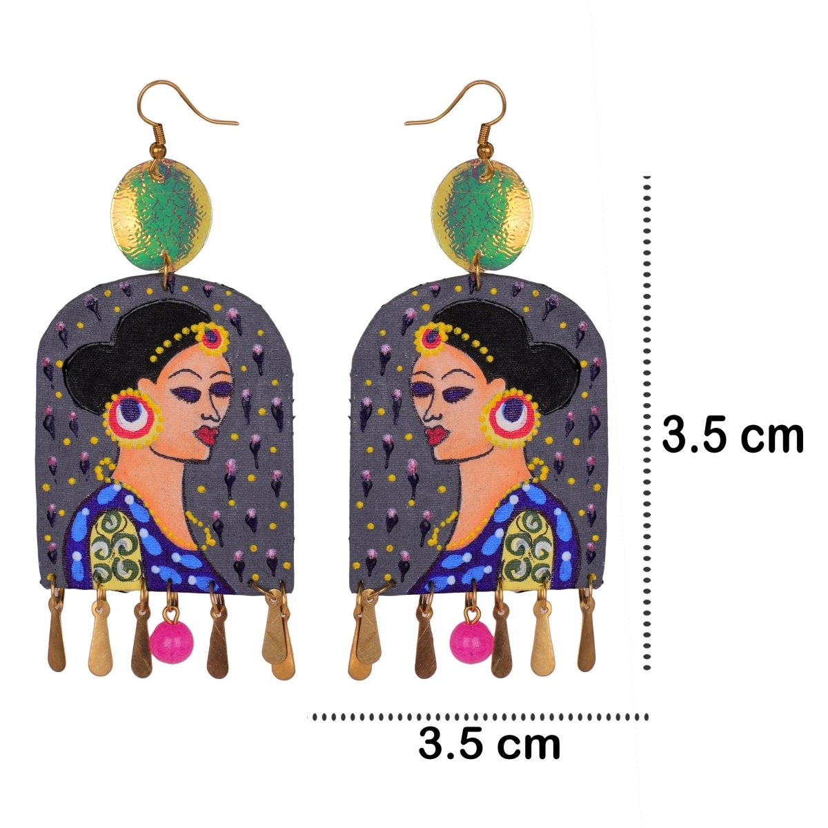 Saundarya Traditional Multi Color Hand Painted Drop (Earrings) HP - ER - 177 - KHOJ.CITY