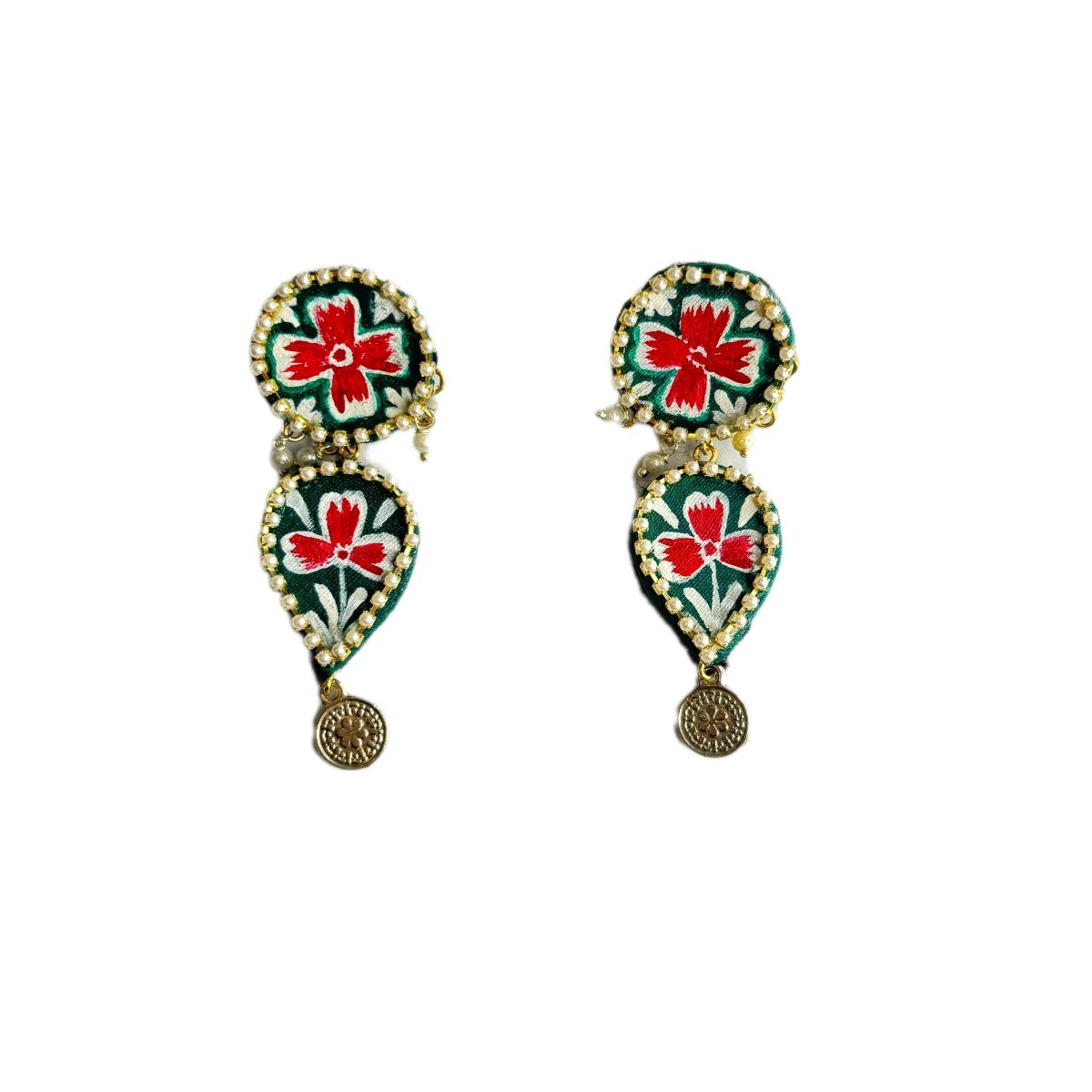 Sharon Traditional Multi Color Hand Painted Drop (Earrings) HP - ER - 074 - KHOJ.CITY
