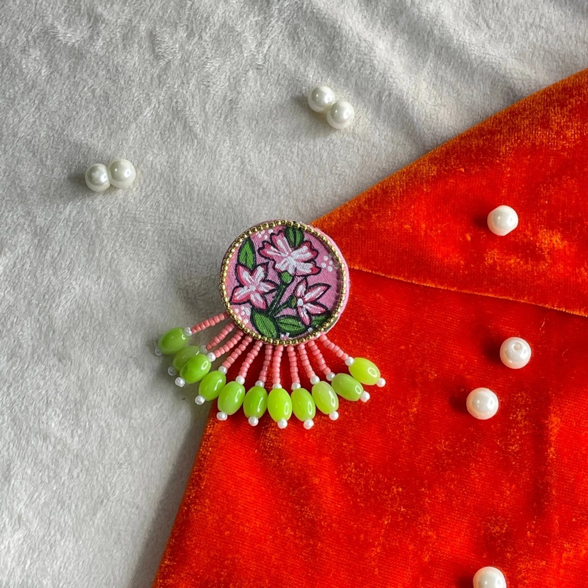 Shell Classic Multi Color Hand Painted (Brooch) HP - BRO - 004 - KHOJ.CITY