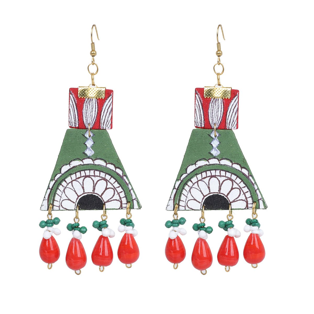 Sorrel Modern Multi Color Hand Painted Drop (Earrings) HP - ER - 181 - KHOJ.CITY