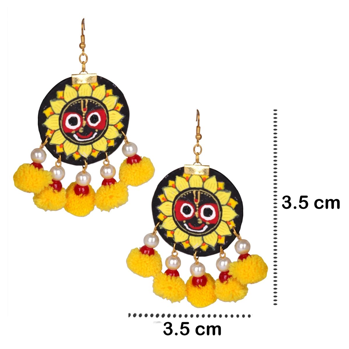 Sri Puri Jagannath Traditional Multi Color Hand Painted Drop (Earrings) HP - ER - 156 - KHOJ.CITY