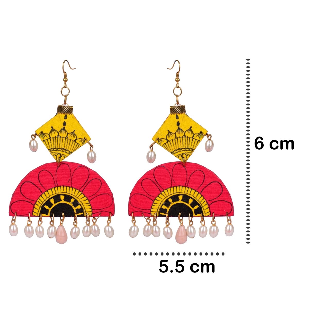 Sunset Pearls Traditional Multi Color Hand Painted Drop (Earrings) HP - ER - 184 - KHOJ.CITY