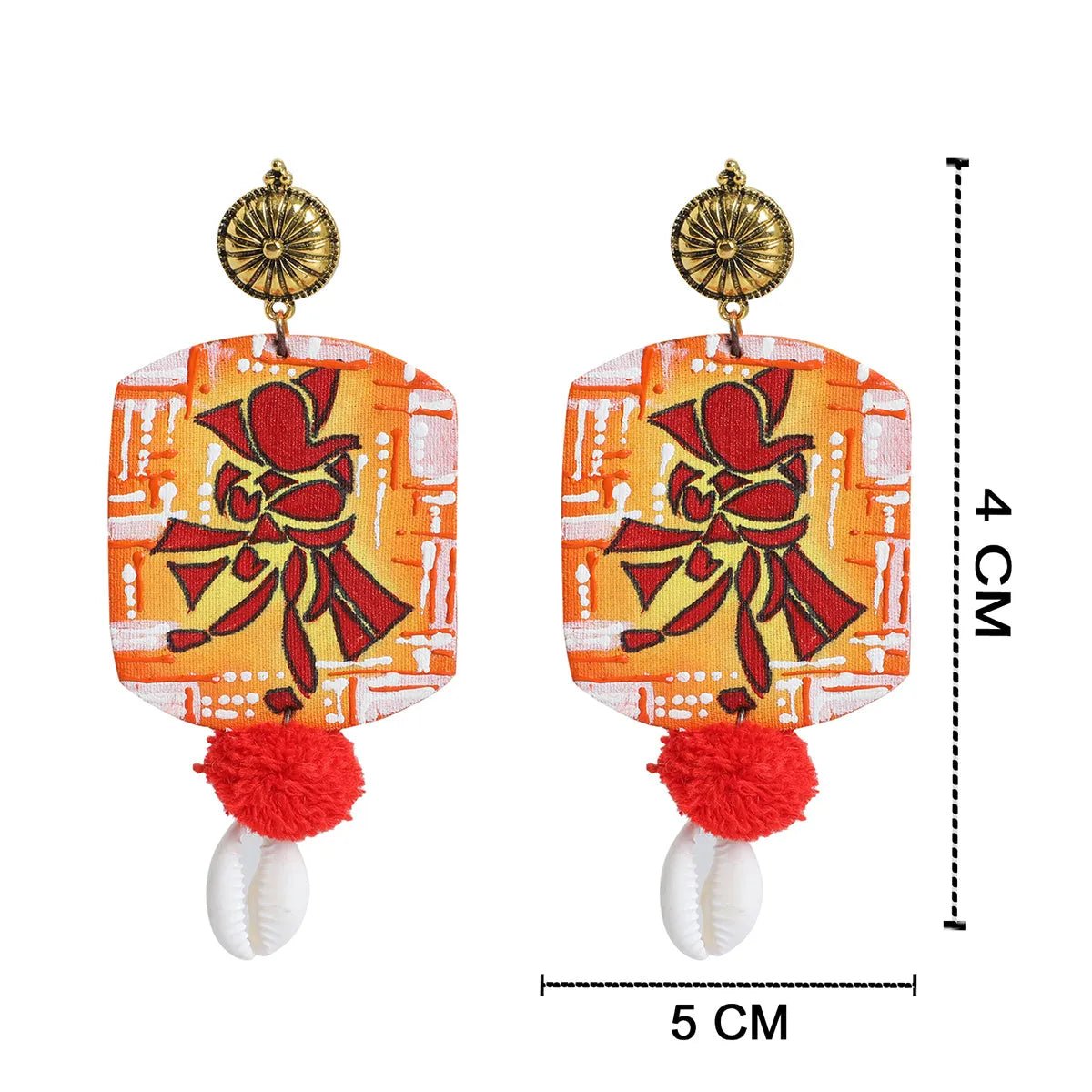 Taandav Mumbai Cha Ganesha Traditional Multi Color Hand Painted Drop (Earrings) HP - ER - 140 - KHOJ.CITY