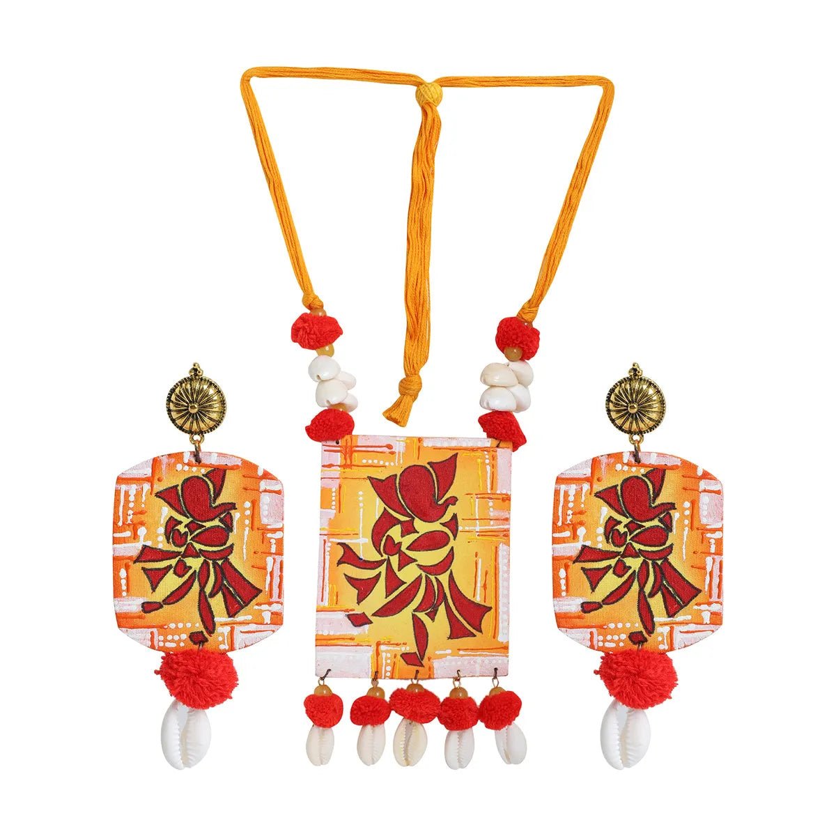 Taandav Mumbai Cha Ganesha Traditional Multi Color Hand Painted (Necklace set) HP - NP - KHOJ.CITY