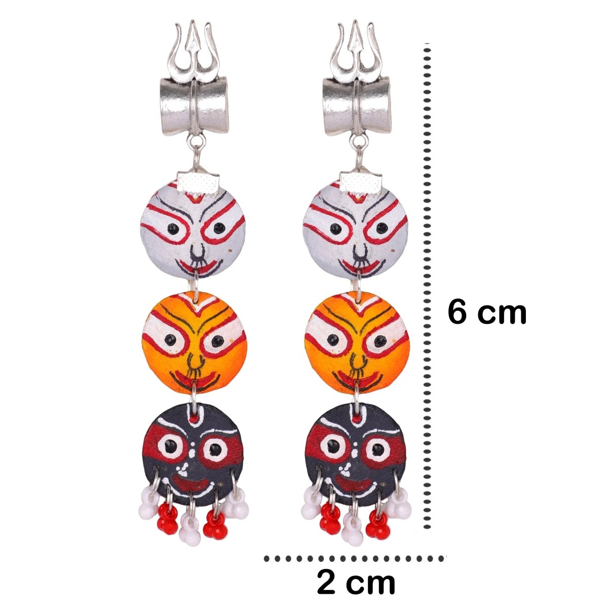 Trio Jagannath Traditional Multi Color Hand Painted Drop (Earrings) HP - ER - 158 - KHOJ.CITY
