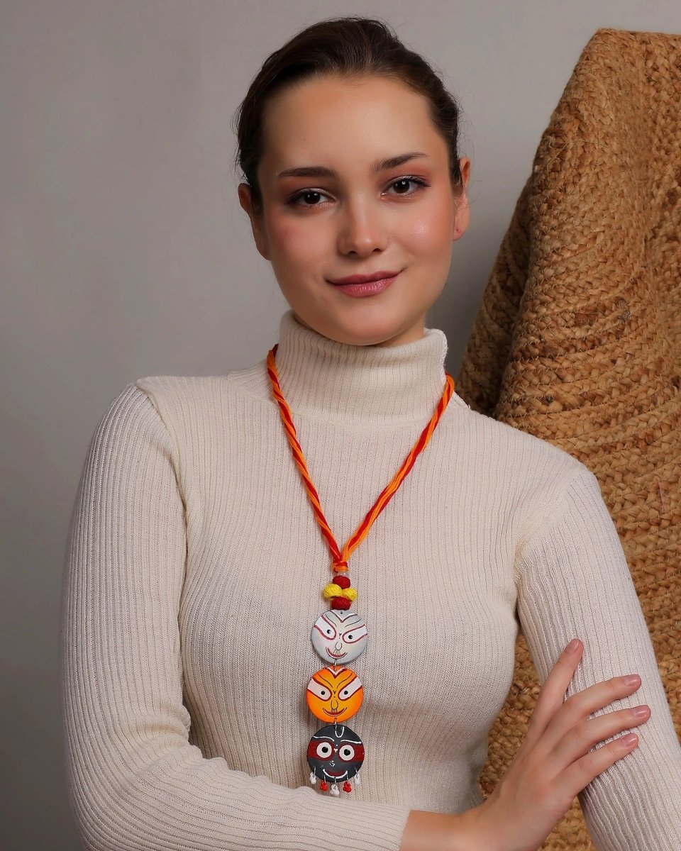 Trio Jagannath Traditional Multi Color Hand Painted (Necklace) HP - NP - 150 - KHOJ.CITY