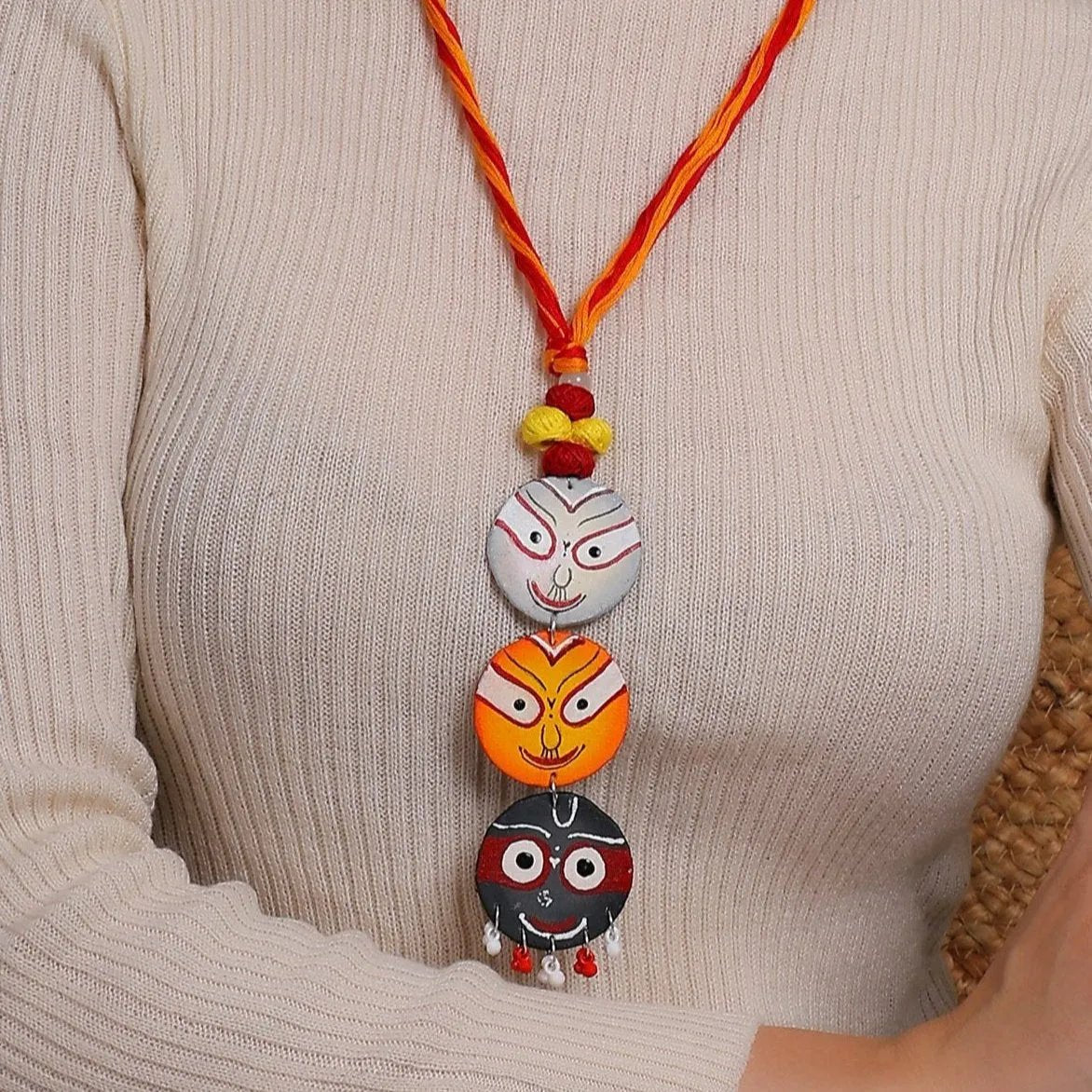 Trio Jagannath Traditional Multi Color Hand Painted (Necklace) HP - NP - 150 - KHOJ.CITY