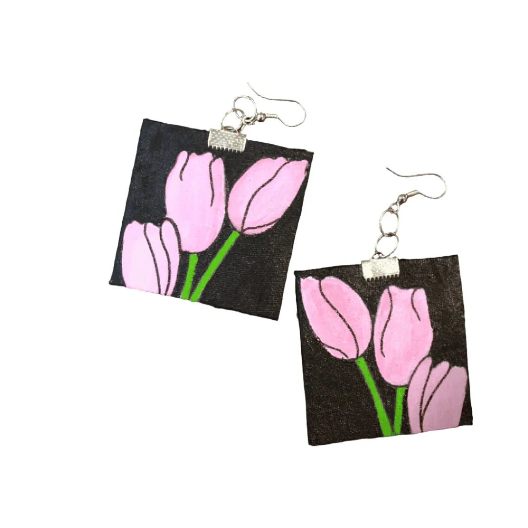 Tulip Traditional Multi Color Hand Painted Drop (Earrings) HP - ER - 187 - KHOJ.CITY