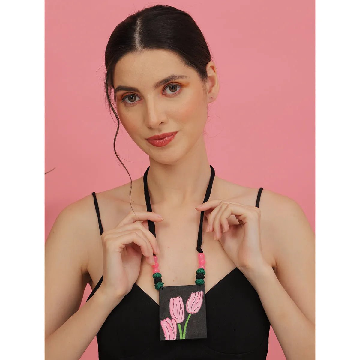 Tulip Traditional Multi Color Hand Painted (Necklace) HP - NP - KHOJ.CITY